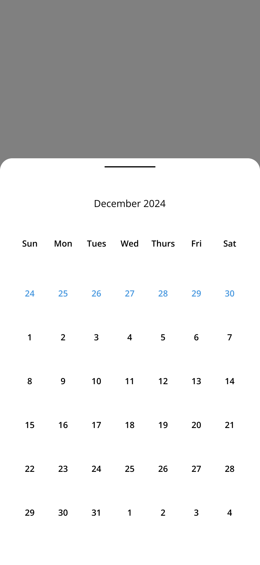 Amenity booking calendar