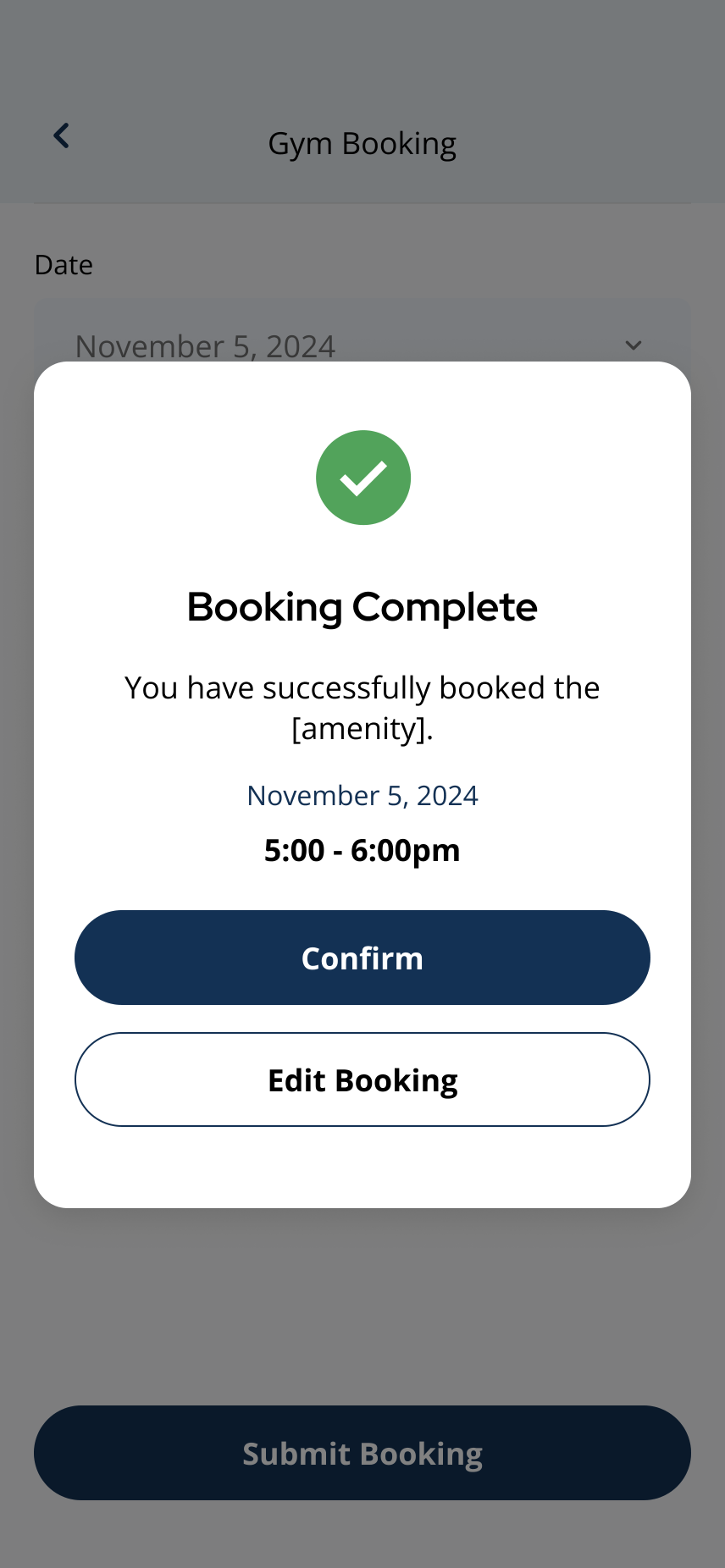 Booking Complete with Edit Booking