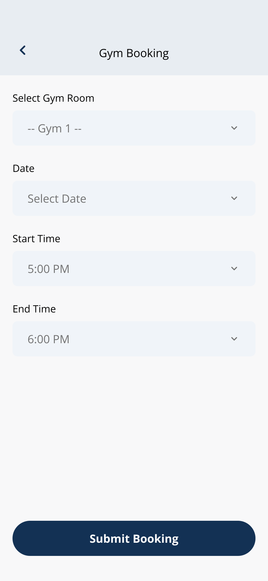 Gym booking form