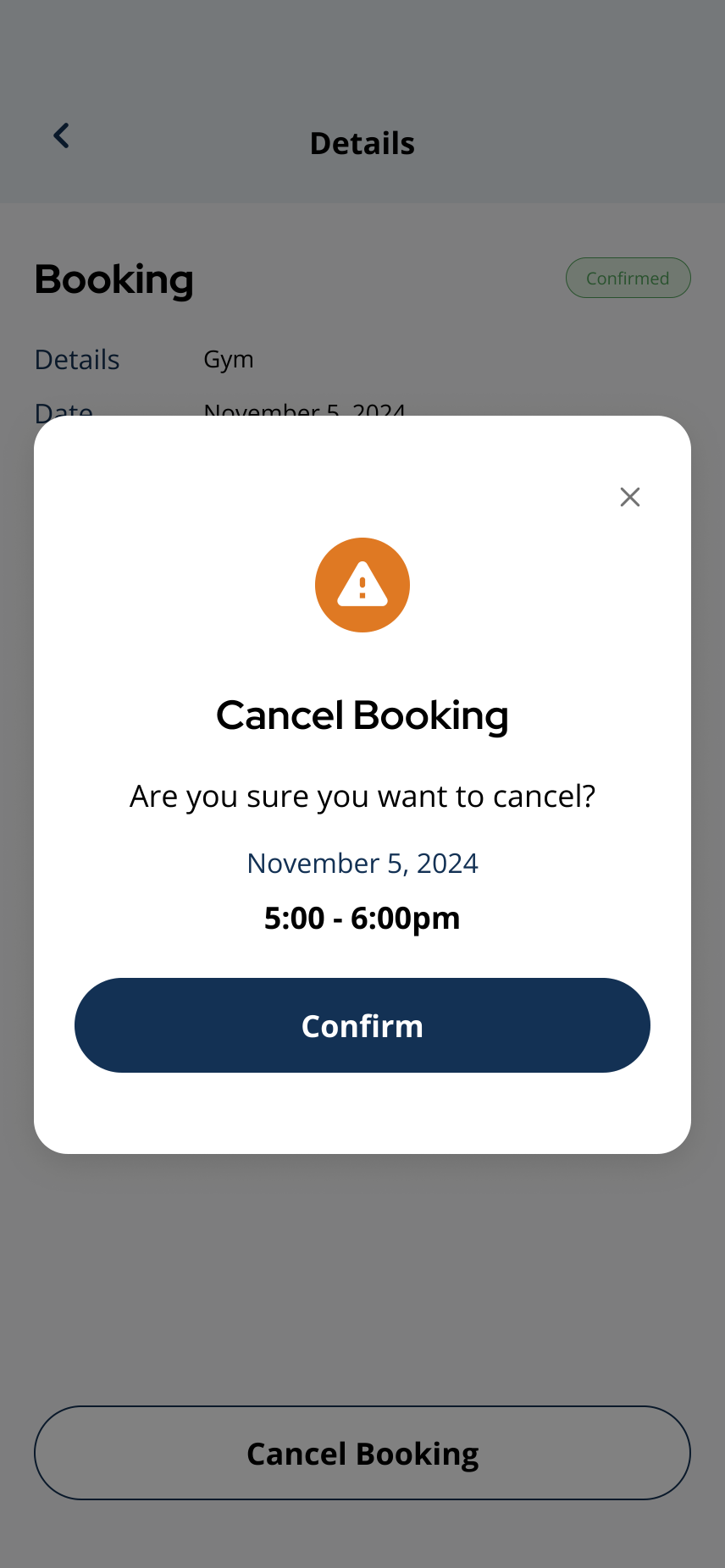 Cancel Booking confirmation