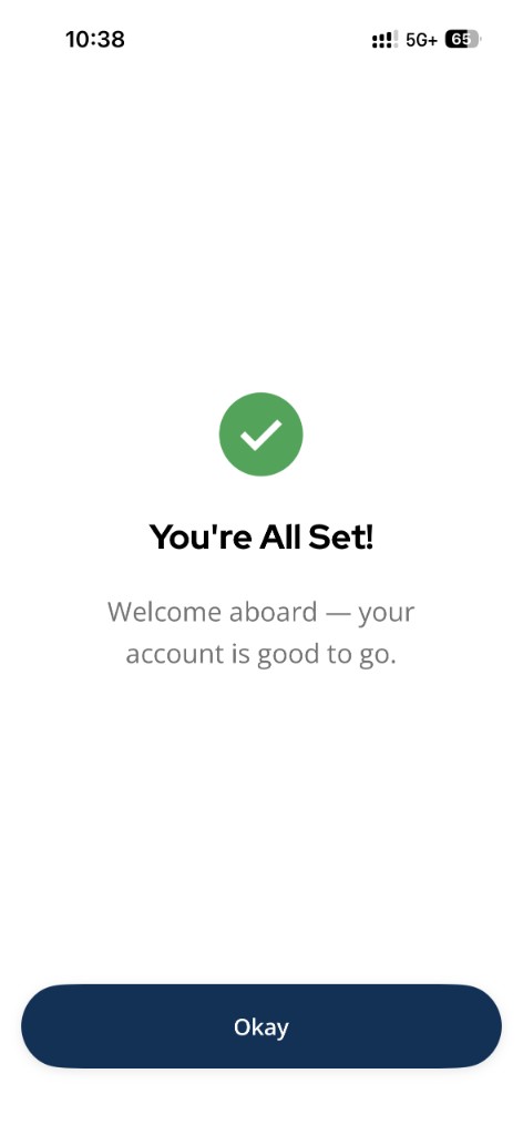You're All Set confirmation screen