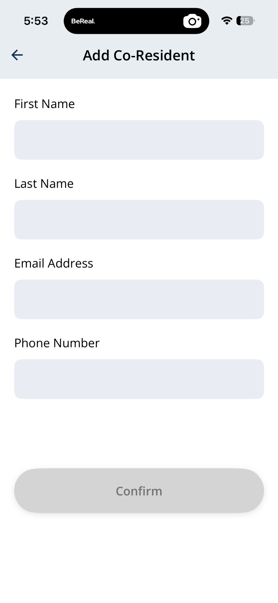 Add Co-Resident form