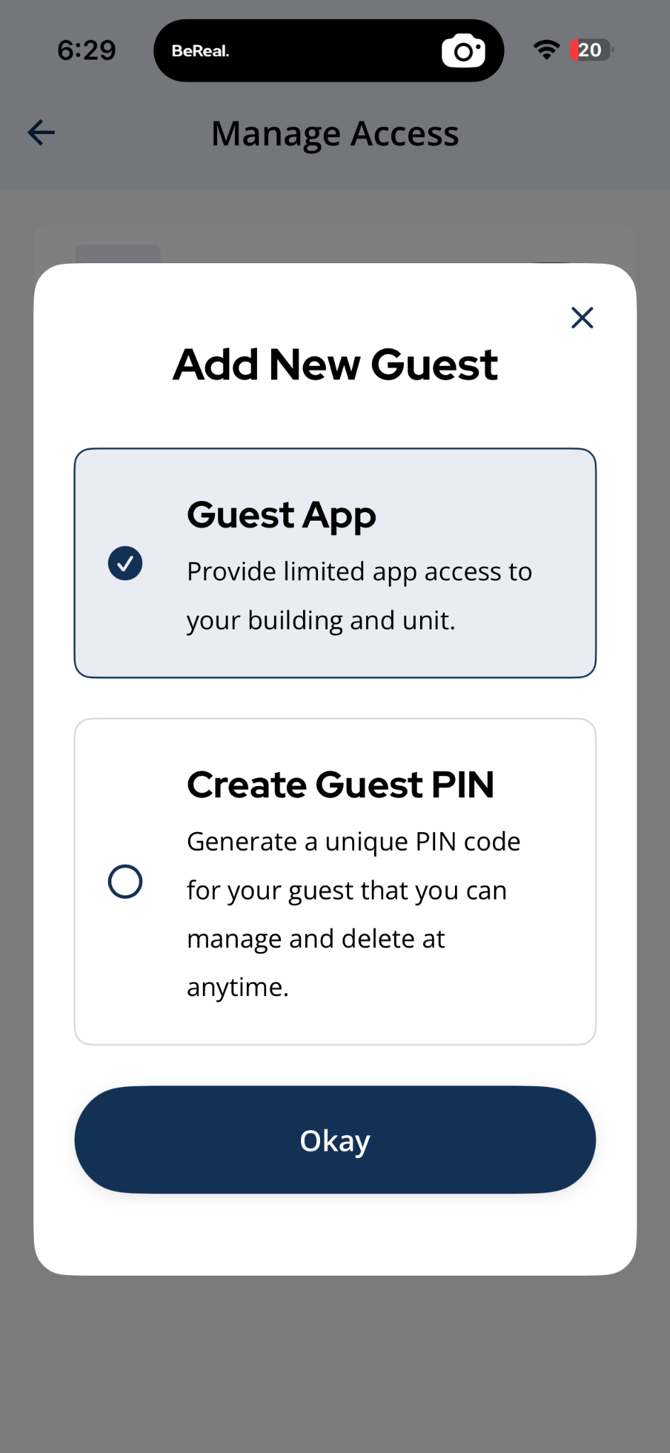 Add New Guest with Guest App selected