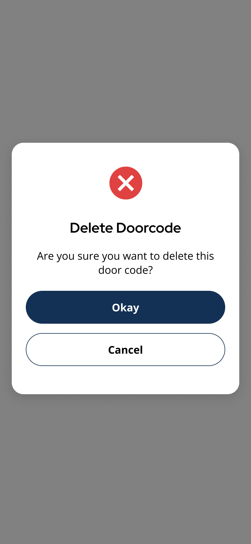 Delete Doorcode confirmation