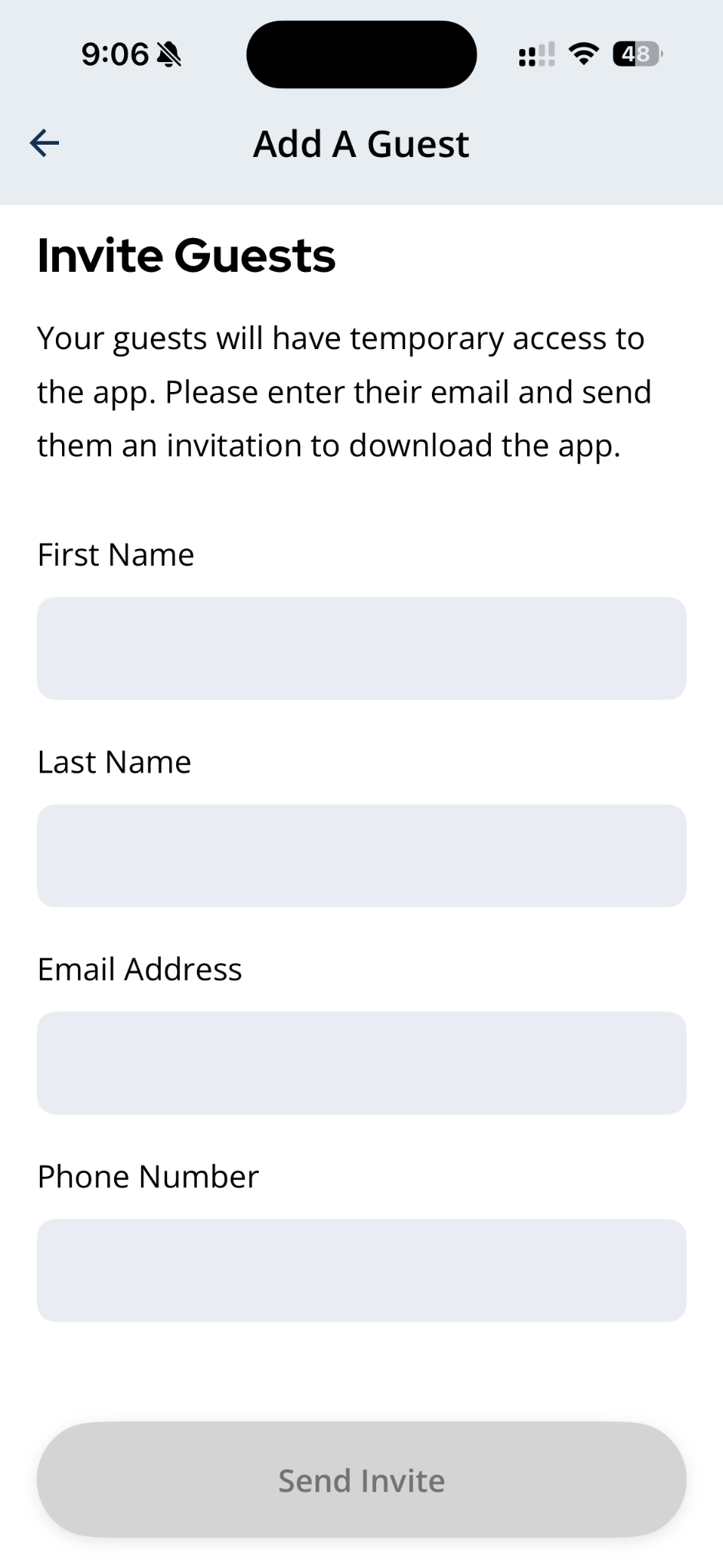 Guest invite form