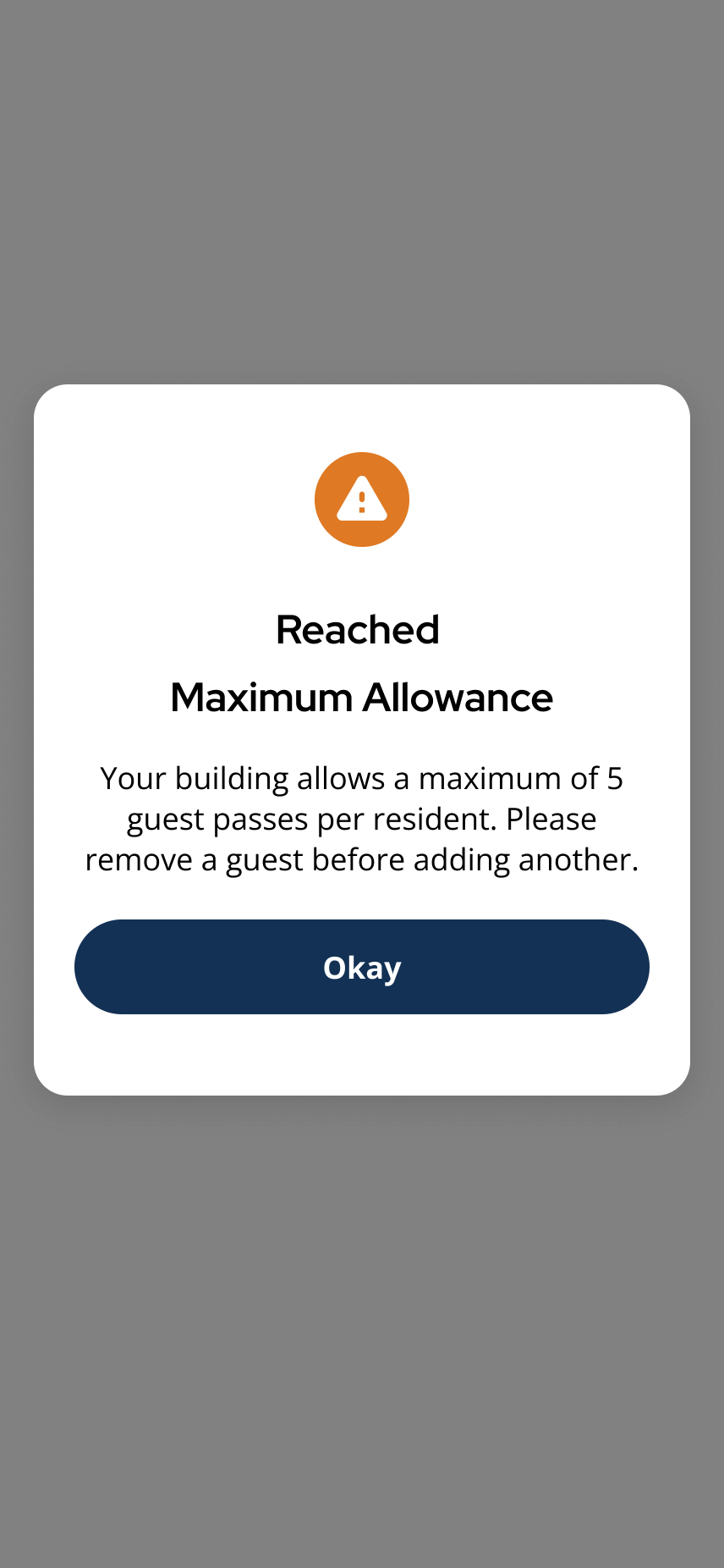 Reached Maximum Allowance message