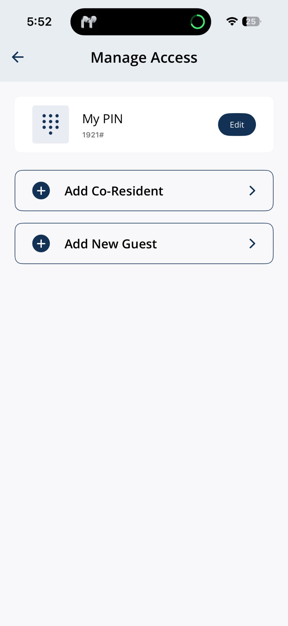 Manage Access with Add Co-Resident and Add New Guest