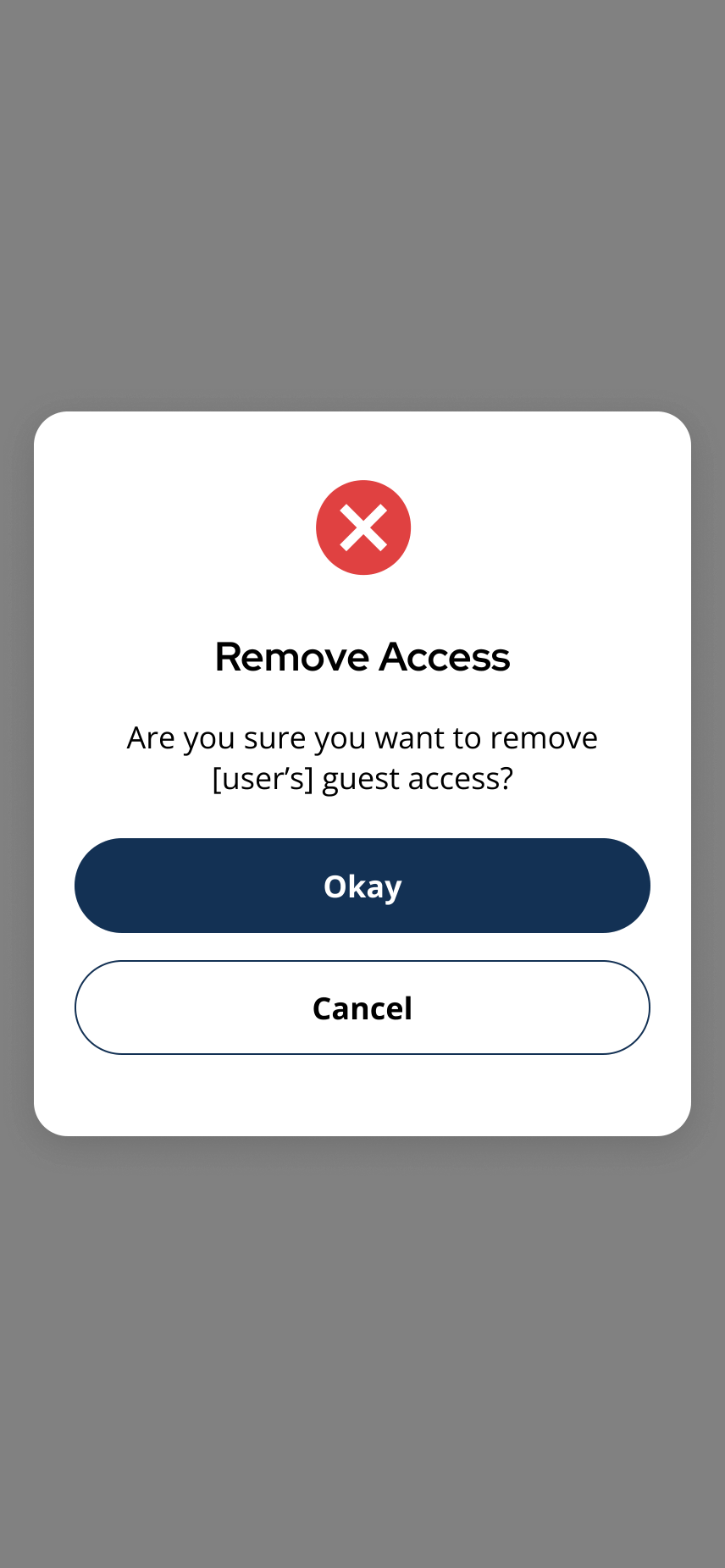 Remove Access confirmation