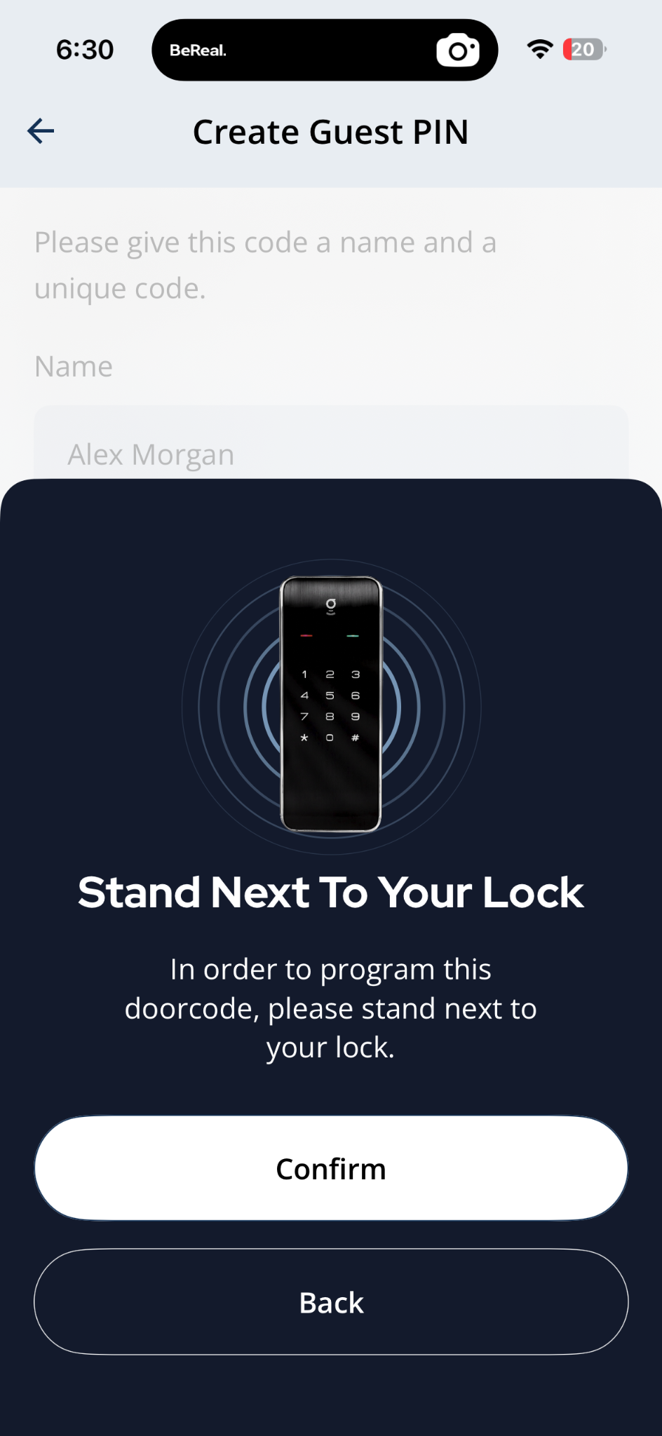 Stand next to your lock to sync the guest PIN