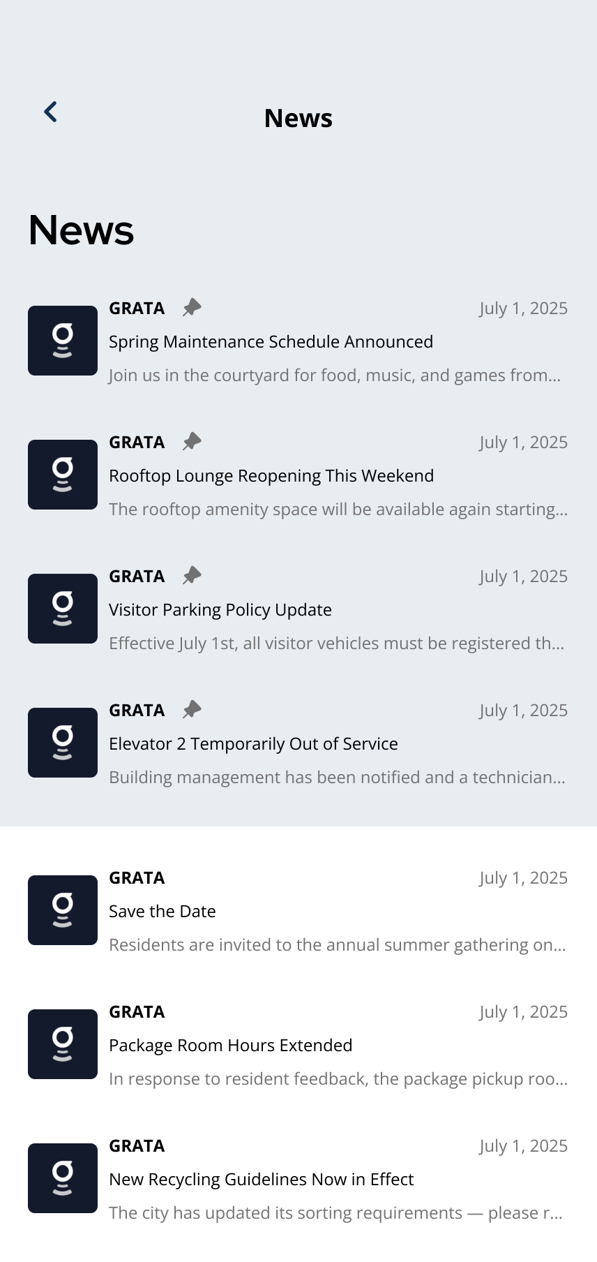 News Feed list
