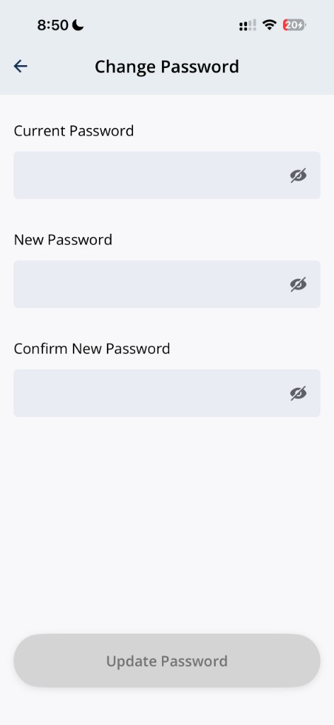 Change Password screen