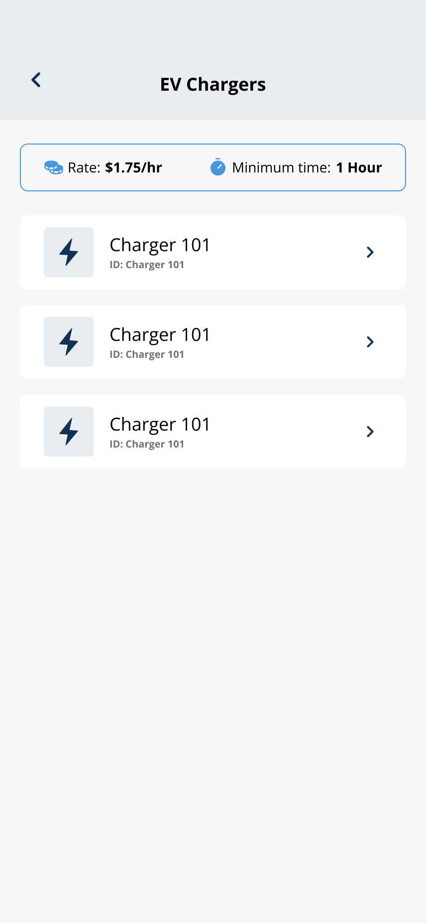 EV Chargers list