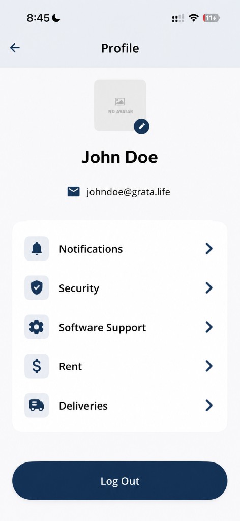 Profile menu with Rent option
