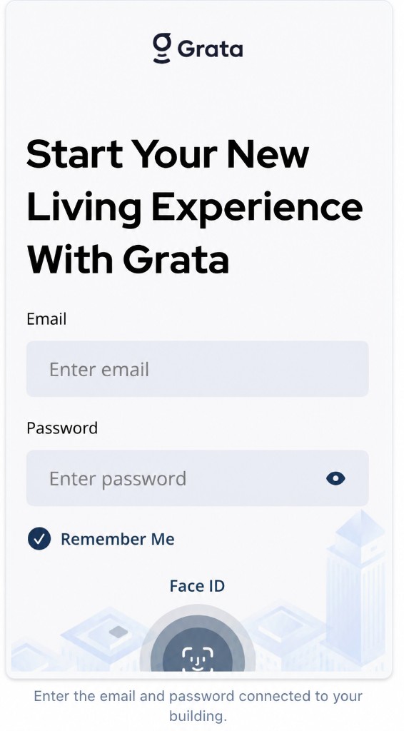 Grata Smart Living sign-in screen