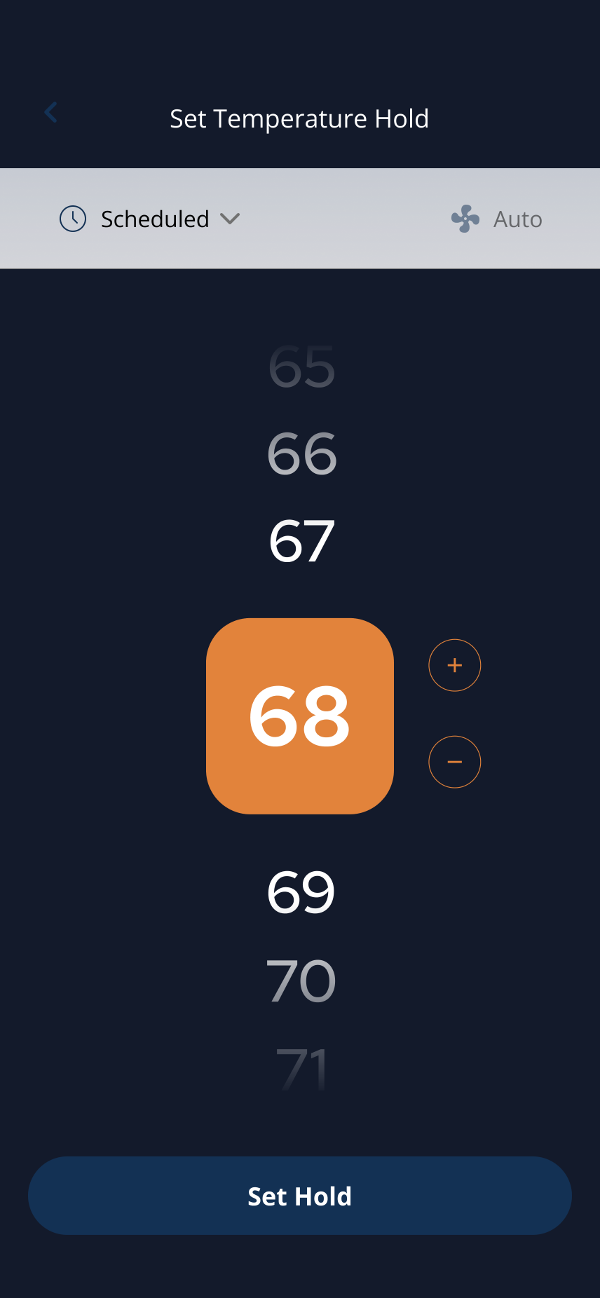 Set Temperature Hold picker