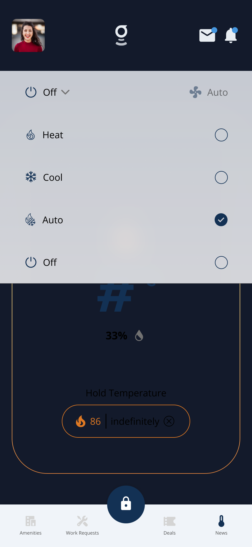 Mode selector expanded