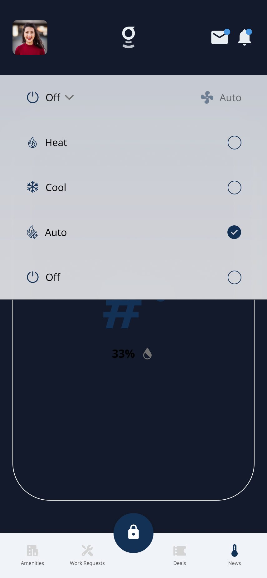 Mode selector options