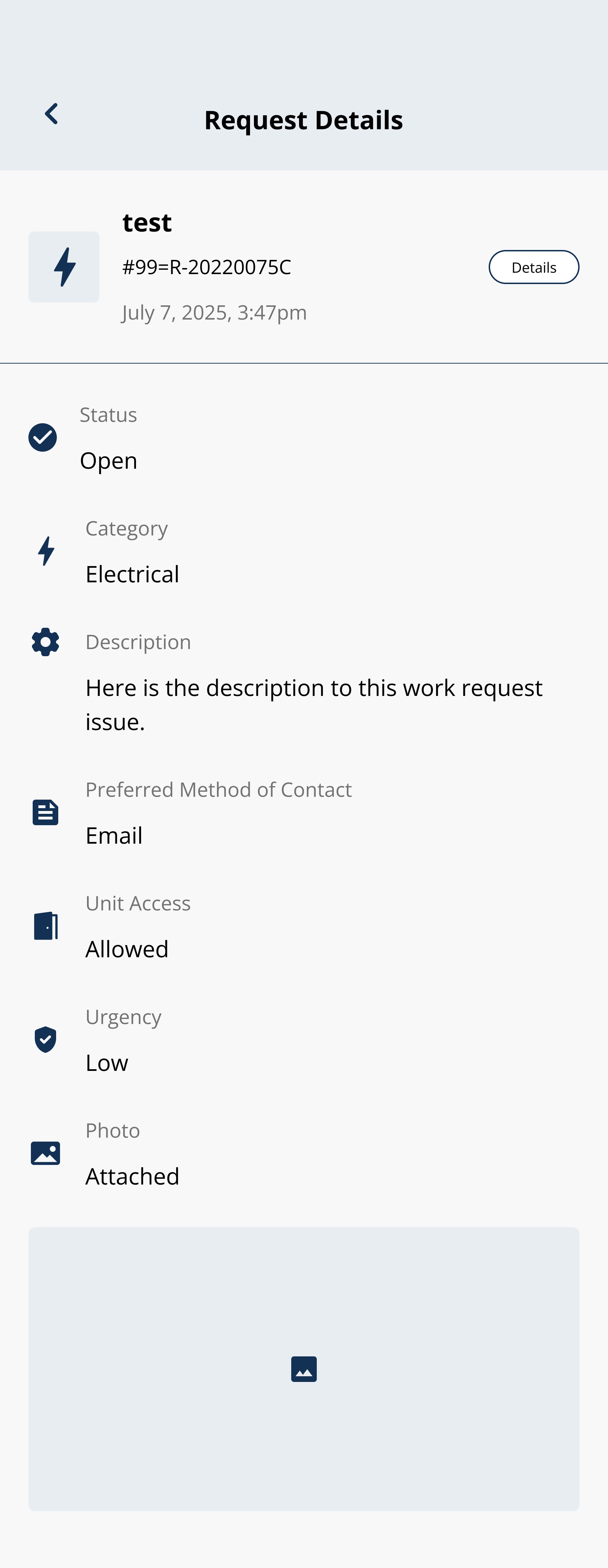 Request details and updates